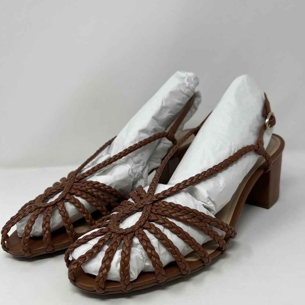 Arezzo Women's 9 Paola Roast Caramel Mid Block Heel Sandals
